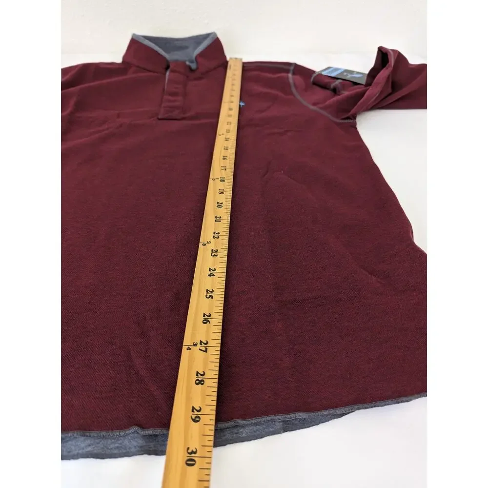 Tailor Byrd Reversible‎ Pullover Sweatshirt Size XL Burgundy 1/4 Zip Mock Neck